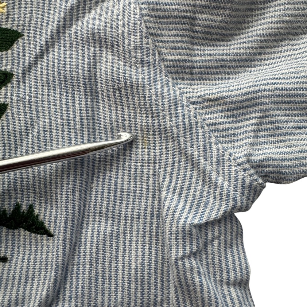 Vintage Womens Shirt‎ Medium Striped Oversized 90s Button Down Fall Embroidery - Picture 6 of 10